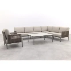 VDG Sierra hoek loungeset + loungestoel - Naturel/Grijs