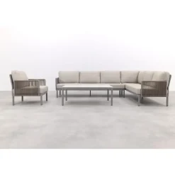 VDG Sierra hoek loungeset + loungestoel - Naturel/Grijs