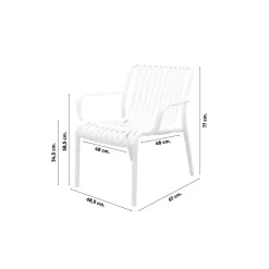 VDG Stripe/Velora loungestoelen set (3-delig) - Wit/Royal grey