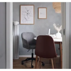 VENICE - Bureaustoel - Grijs - Fluweel