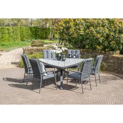 Venice dining fauteuil - carbon black - rope dark grey - mystic grey