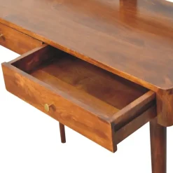 Verhoogde kastanjebruine sidetable met 2 lades, bruin