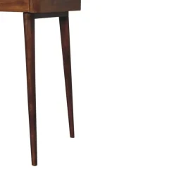 Verhoogde kastanjebruine sidetable met 2 lades, bruin