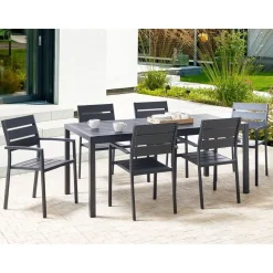 VERNIO - Tuintafel - Zwart - 90 x 180 cm - Aluminium