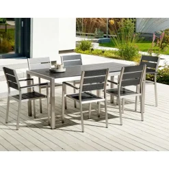 VERNIO - Tuintafel - Zwart/Zilver - 90 x 180 cm - Aluminium