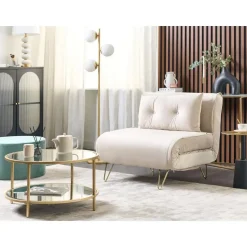 VESTFOLD - Slaapbank - Beige - Fluweel