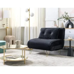 VESTFOLD - Slaapbank - Zwart - Fluweel