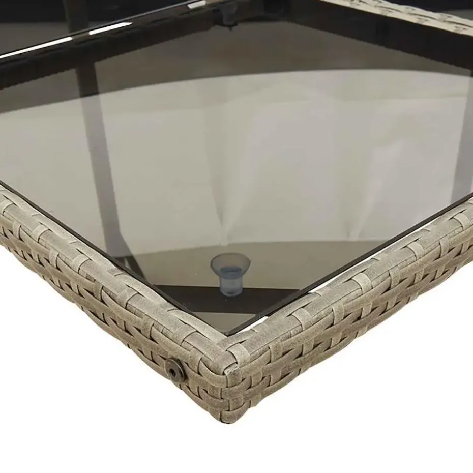 vidaXL - 9 delige Tuinset donkergrijs kussens 4 krukken - PE rattan - 110x106 cm