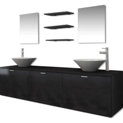 vidaXL - Badkamer Meubel - Zwart - Bewerkt hout
