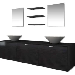 vidaXL - Badkamer Meubel - Zwart - Bewerkt hout