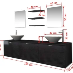 vidaXL - Badkamer Meubel - Zwart - Bewerkt hout