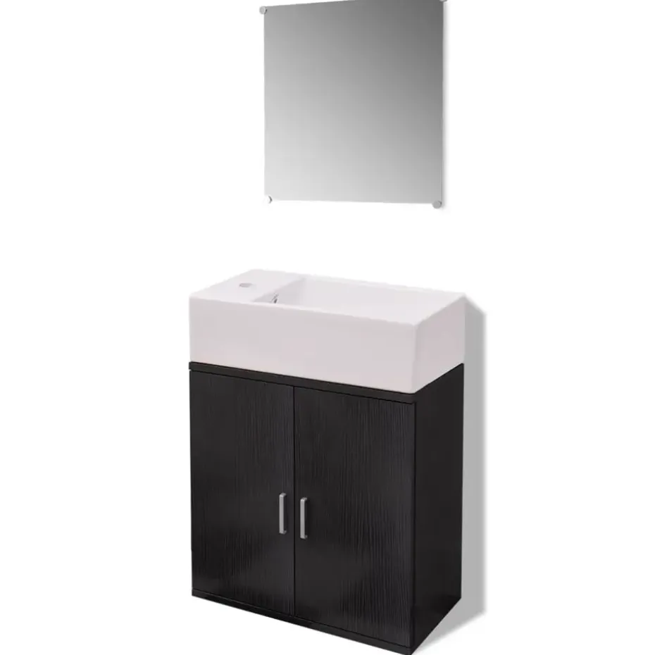 vidaXL - Badkamer Meubel - Zwart - Bewerkt hout