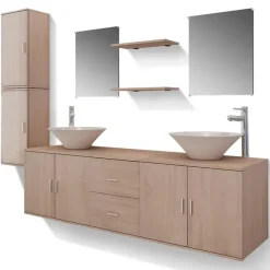 vidaXL - Badkamer Meubel - Beige - Bewerkt hout