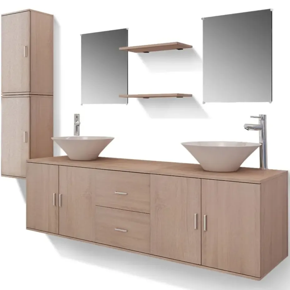 vidaXL - Badkamer Meubel - Beige - Bewerkt hout