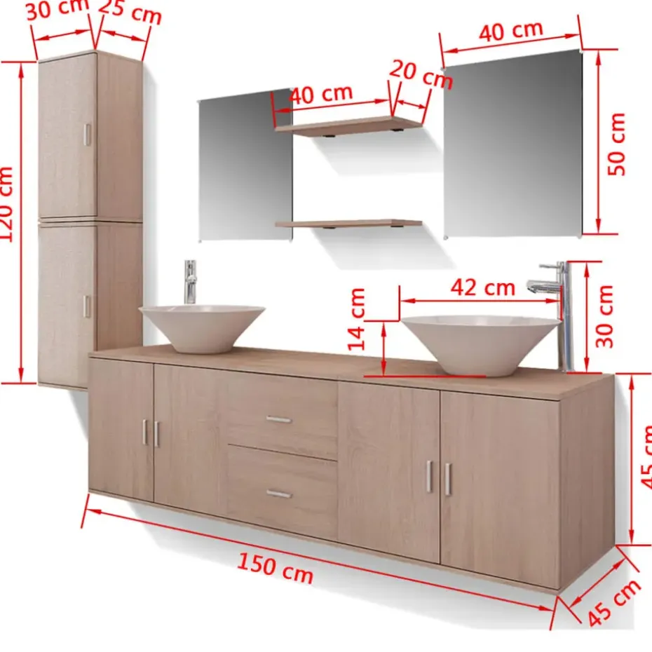 vidaXL - Badkamer Meubel - Beige - Bewerkt hout