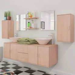 vidaXL - Badkamer Meubel - Beige - Bewerkt hout