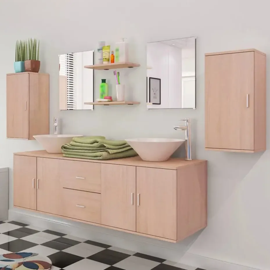 vidaXL - Badkamer Meubel - Beige - Bewerkt hout
