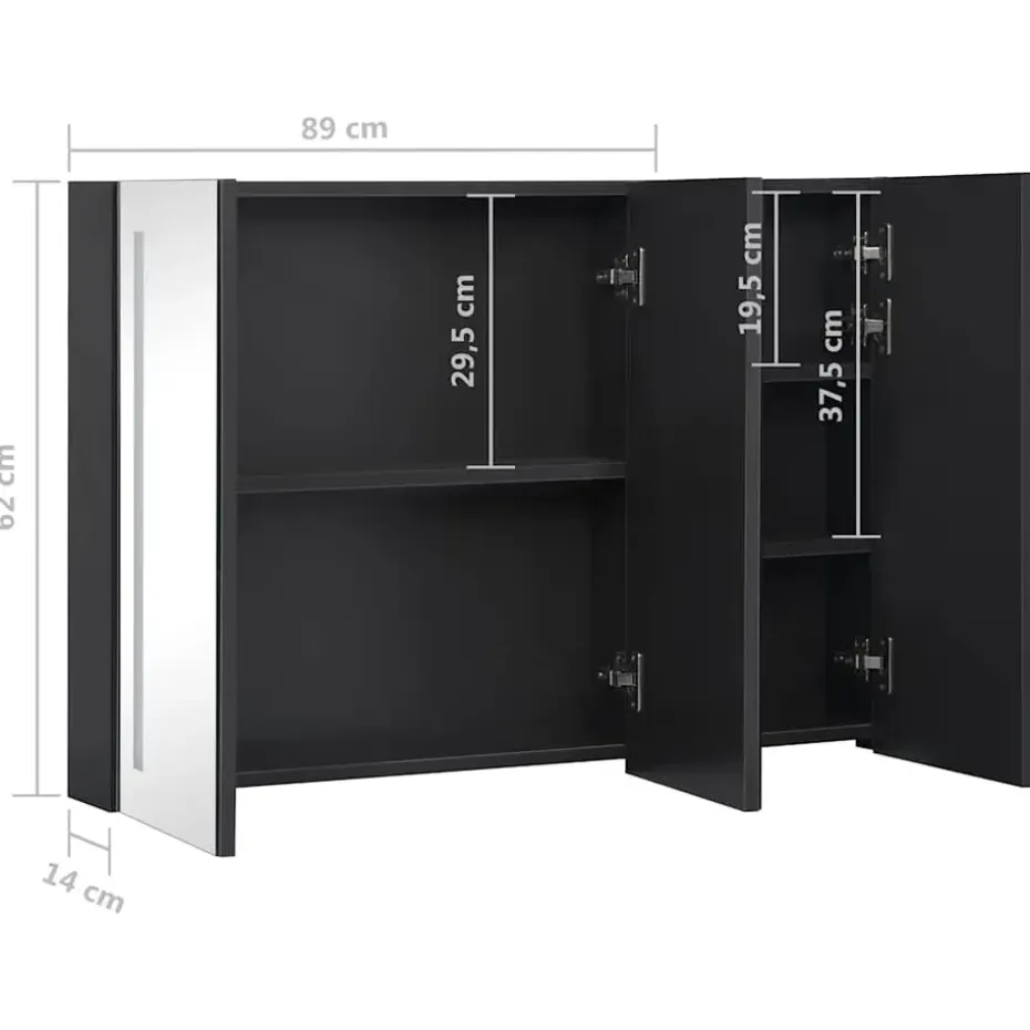 vidaXL - Badkamerkast - Antraciet - MDF