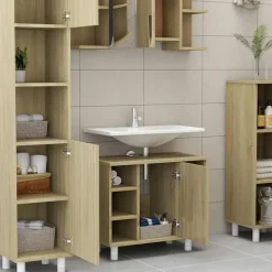 vidaXL - Badkamerkast - Bruin - Bewerkt hout