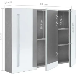 vidaXL - Badkamerkast - Grijs - MDF - 89 x 14 x 62 cm