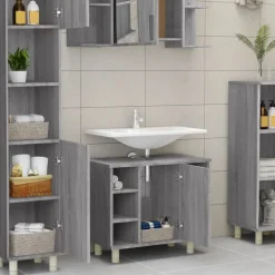 vidaXL - Badkamerkast - Grijs - Bewerkt hout