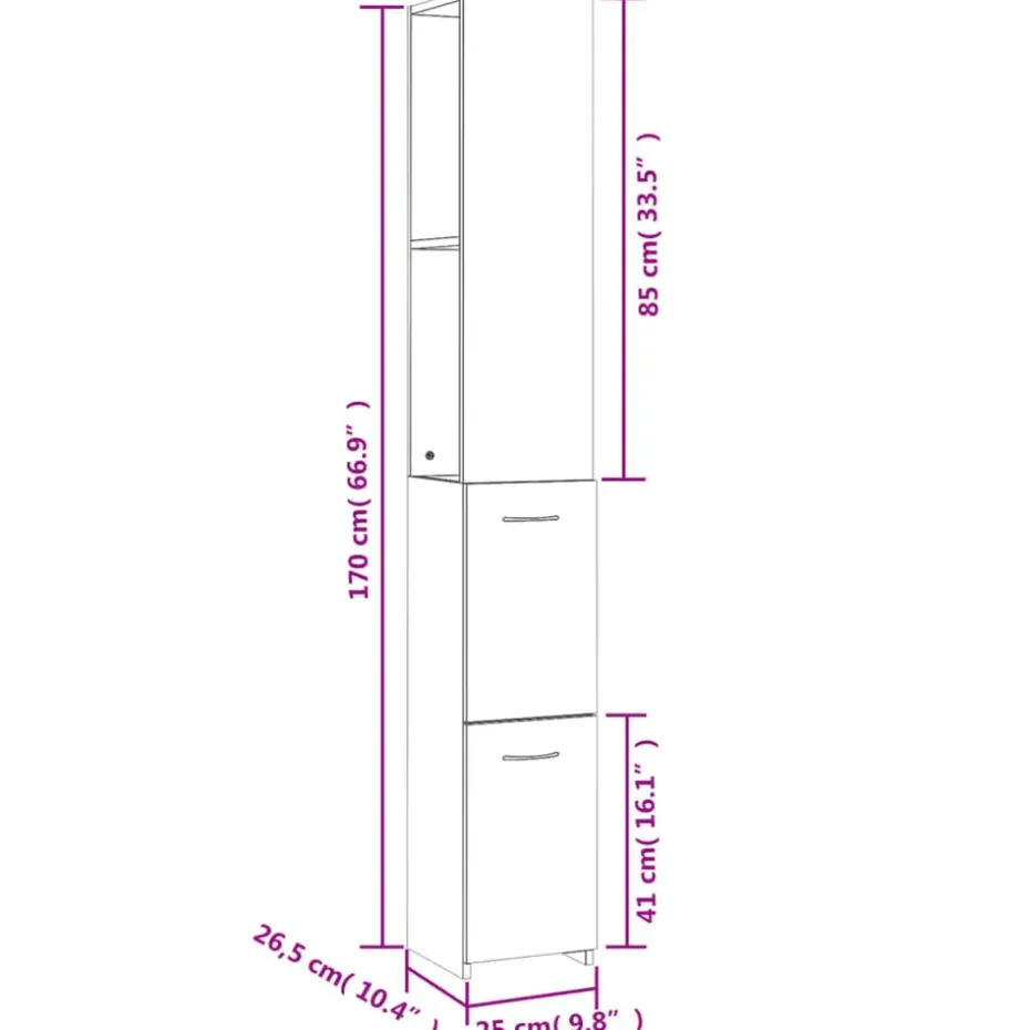 vidaXL - Badkamerkast - Grijs - Bewerkt hout