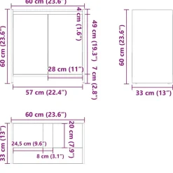 vidaXL - Badkamerkast - Grijs - Bewerkt hout