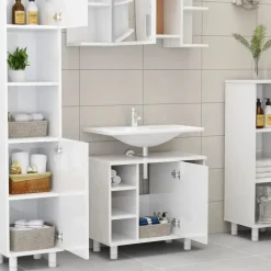 vidaXL - Badkamerkast - Wit - Bewerkt hout