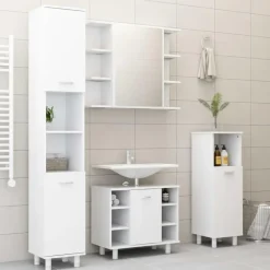 vidaXL - Badkamerkast - Wit - Bewerkt hout