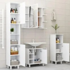 vidaXL - Badkamerkast - Wit - Bewerkt hout