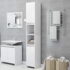 vidaXL - Badkamerkast - Wit - Bewerkt hout