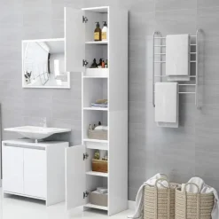 vidaXL - Badkamerkast - Wit - Bewerkt hout