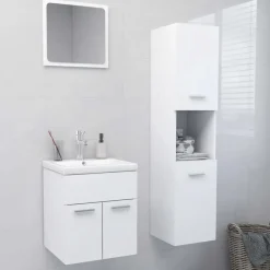 vidaXL - Badkamermeubelset - Wit - Bewerkt hout - 41 x 38.5 x 46 cm