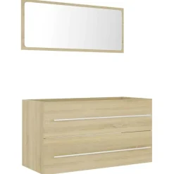 vidaXL - Badkamermeubelset - Bruin - Bewerkt hout