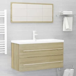 vidaXL - Badkamermeubelset - Bruin - Bewerkt hout