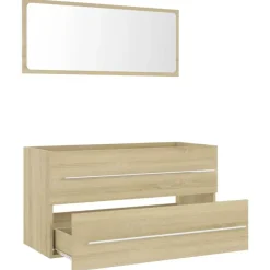 vidaXL - Badkamermeubelset - Bruin - Bewerkt hout