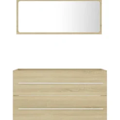 vidaXL - Badkamermeubelset - Bruin - Bewerkt hout