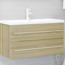 vidaXL - Badkamermeubelset - Bruin - Bewerkt hout