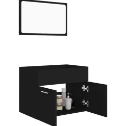 vidaXL - Badkamermeubelset - Zwart - Bewerkt hout