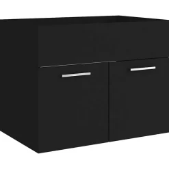 vidaXL - Badkamermeubelset - Zwart - Bewerkt hout