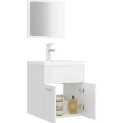 vidaXL - Badkamermeubelset - Wit - Bewerkt hout - 41 x 38.5 x 46 cm