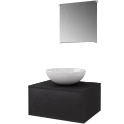 vidaXL - Badkamermeubelset - Zwart - Bewerkt hout