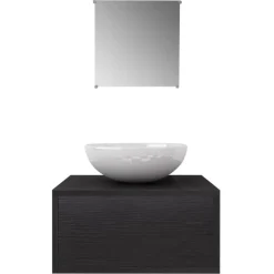 vidaXL - Badkamermeubelset - Zwart - Bewerkt hout