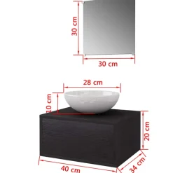 vidaXL - Badkamermeubelset - Zwart - Bewerkt hout
