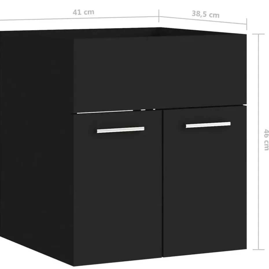 vidaXL - Badkamermeubelset - Zwart - Bewerkt hout - 41 x 38.5 x 46 cm
