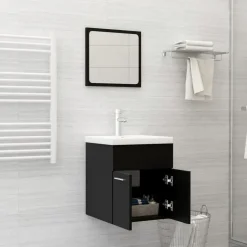 vidaXL - Badkamermeubelset - Zwart - Bewerkt hout - 41 x 38.5 x 46 cm