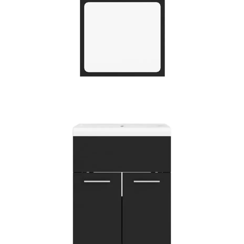 vidaXL - Badkamermeubelset - Zwart - Bewerkt hout - 41 x 38.5 x 46 cm