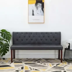 vidaXL - Bank - Grijs - Suède - 148.5 cm