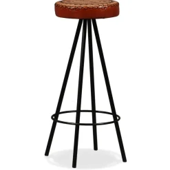 vidaXL - Barkruk - Bruin - Leer - 2 stuks