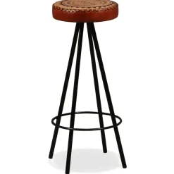 vidaXL - Barkruk - Bruin - Leer - 2 stuks